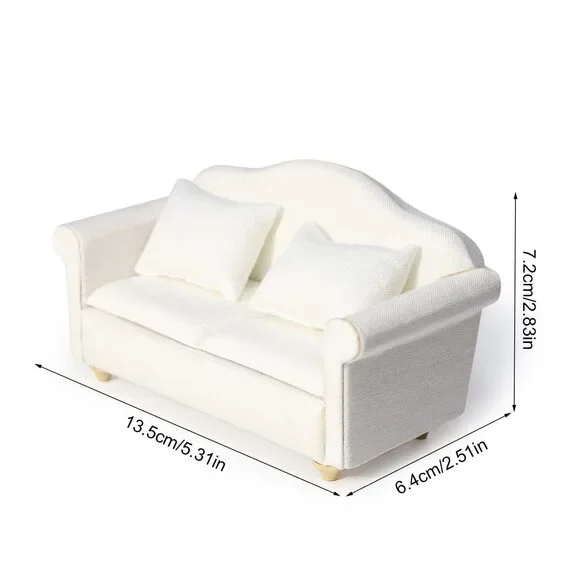 Dollhouse Couch Miniature Furniture Sofa With Pillows For Living Room Desktop D